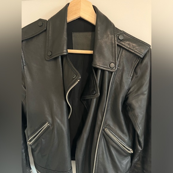 All Saints Black Leather Jacket - Picture 3 of 6